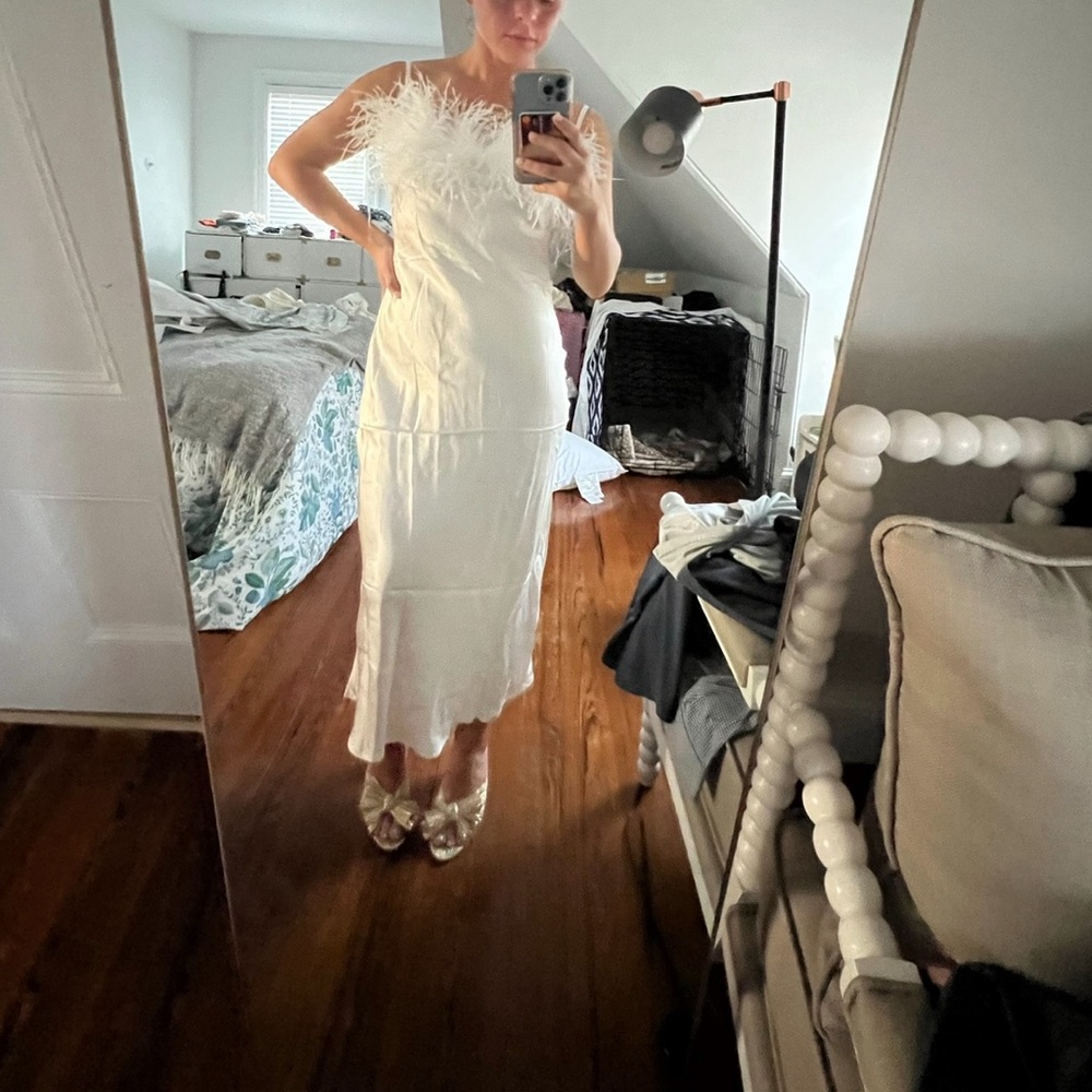 Sleeper Boheme Slip Dress with feathers - size XS extra small - new with tags - Picture 10 of 13
